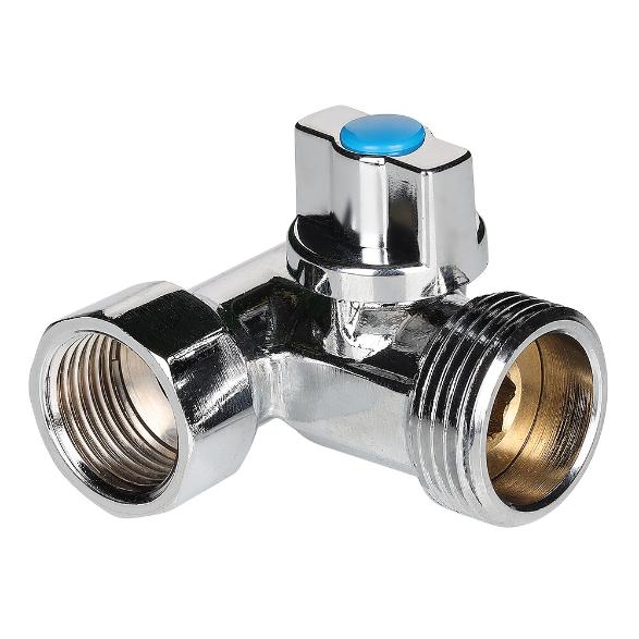 Кран шаровой тройник 1/2"х3/4"х1/2" для подключения стиральной машины Валтек / Valtec VT.256.N.