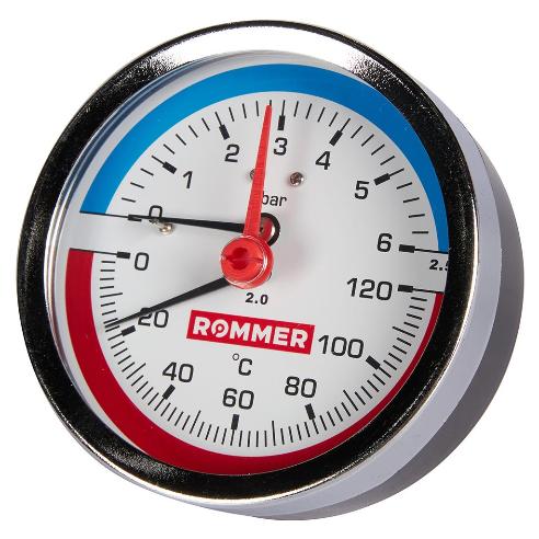 Термоманометр аксиальный d80 - 1/2" Rommer RIM-0005-800615