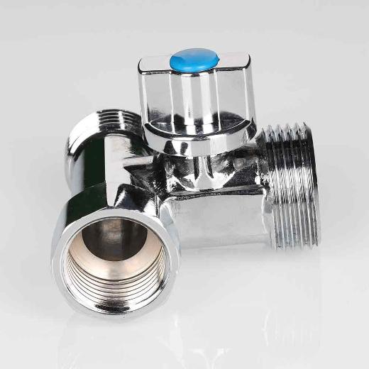 Кран шаровой тройник 1/2"х3/4"х1/2" для подключения стиральной машины Валтек / Valtec VT.256.N.