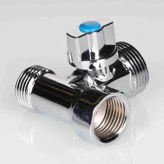 Кран шаровой тройник 1/2"х3/4"х1/2" для подключения стиральной машины Валтек / Valtec VT.256.N.