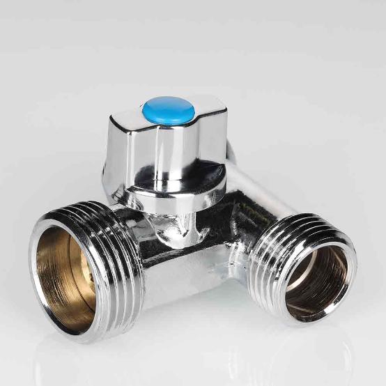 Кран шаровой тройник 1/2"х3/4"х1/2" для подключения стиральной машины Валтек / Valtec VT.256.N.