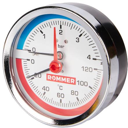 Термоманометр аксиальный d80 - 1/2" Rommer RIM-0005-800415