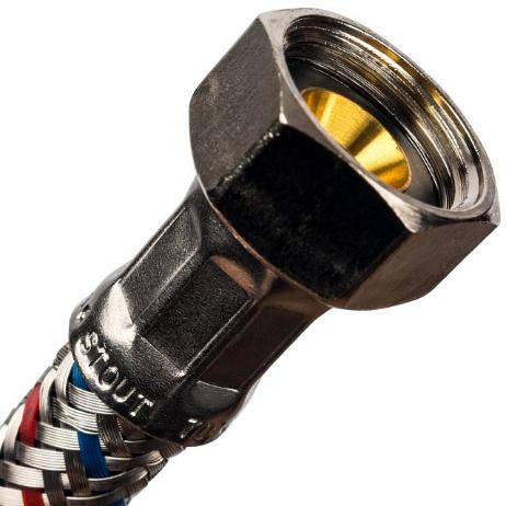 Гибкая подводка угловая 1/2"-3/8" гайка-гайка STOUT (Италия)